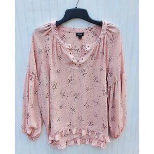 Ana‎ peasant top womens Size L Large pink popover tunic boho long sleeve